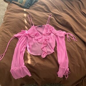 Zara Pink Ruffled Blouse